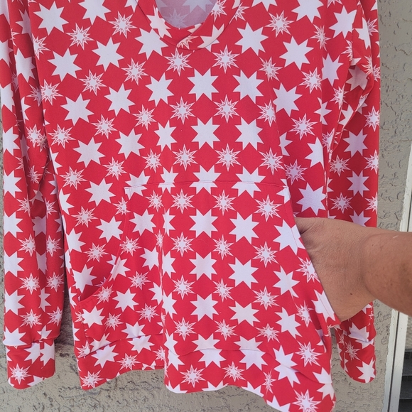 Anna Kay Fashions lightweight hoodie red with white stars size Medium - Picture 2 of 14